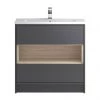 Hudson Reed Coast 800mm Floorstanding 2 Drawer Vanity Unit with Open Shelf & Basin - Grey Gloss/Driftwood