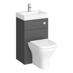 Brooklyn 500mm Gloss Grey 2-In-1 Combined Wash Basin & Toilet 9 Brooklyn 500mm Gloss Grey 2-In-1 Combined Wash Basin & Toilet -Bathroom Furniture Sale BCOMGG detail4 460