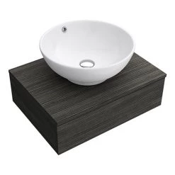 Brooklyn Floating Basin Shelf with Drawer - Black - 600mm incl. Round Basin