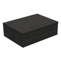 Brooklyn Floating Basin Shelf with Drawer - Black - 600mm incl. Curved Rectangular Basin -Bathroom Furniture Sale BCTBLK6B1 n d3 460