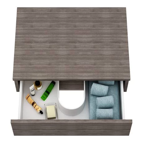 Brooklyn Floating Basin Shelf with Drawer - Grey Avola - 600mm inc. Curved Rectangular Basin 3 Brooklyn Floating Basin Shelf with Drawer - Grey Avola - 600mm inc. Curved Rectangular Basin - Image 3