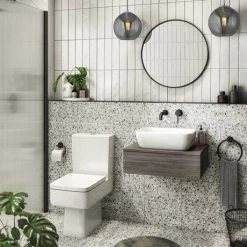 Brooklyn Floating Basin Shelf with Drawer - Grey Avola - 600mm inc. Curved Rectangular Basin 11 Brooklyn Floating Basin Shelf with Drawer - Grey Avola - 600mm inc. Curved Rectangular Basin -Bathroom Furniture Sale BCTGA6B1 n d6 460