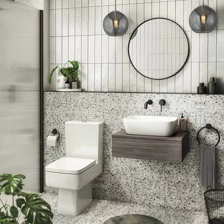 Brooklyn Floating Basin Shelf with Drawer - Grey Avola - 600mm inc. Curved Rectangular Basin 6 Brooklyn Floating Basin Shelf with Drawer - Grey Avola - 600mm inc. Curved Rectangular Basin - Image 6