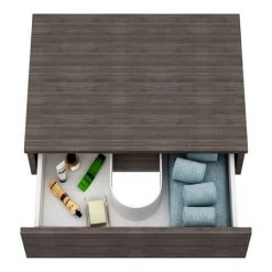 Brooklyn Floating Basin Shelf with Drawer - Grey Avola - 600mm inc. Oval Basin -Bathroom Furniture Sale BCTGA6B2 nw d2 460