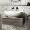 Brooklyn Floating Basin Shelf with Drawer - Grey Avola - 600mm inc. Oval Basin
