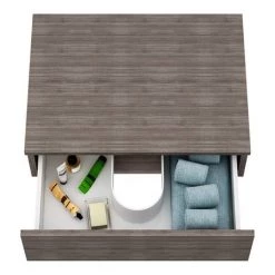 Brooklyn Wall Hung Countertop Basin Shelf with Drawer - Grey Avola - 600 x 450mm -Bathroom Furniture Sale BCTGA6 d3 460