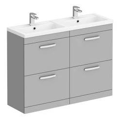 Brooklyn 1205mm Grey Mist Double Basin 4 Drawer Vanity Unit