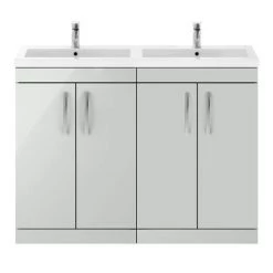 Brooklyn 1205mm Grey Mist Double Basin 4 Door Vanity Unit -Bathroom Furniture Sale BFS12GM d3 460