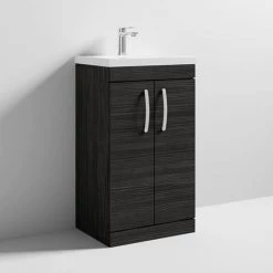 Brooklyn 500 Black Floor Standing Vanity Unit with Thin-Edge Basin -Bathroom Furniture Sale BFS5BLKTE d3 460