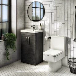Brooklyn 500 Black Floor Standing Vanity Unit with Thin-Edge Basin -Bathroom Furniture Sale BFS5BLKTE d4 460