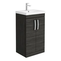 Brooklyn 500 Black Floor Standing Vanity Unit with Thin-Edge Basin