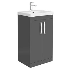 Brooklyn 500 Gloss Grey Floor Standing Vanity Unit with Thin-Edge Basin