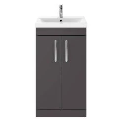 Brooklyn 500mm Gloss Grey Vanity Unit - Floor Standing 2 Door Unit -Bathroom Furniture Sale BFS5GG d3 460