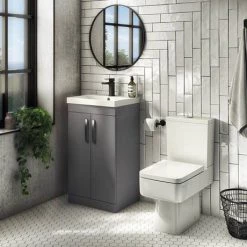 Brooklyn 500mm Gloss Grey Vanity Unit - Floor Standing 2 Door Unit -Bathroom Furniture Sale BFS5GG d4 460
