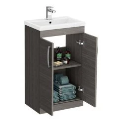 Brooklyn 500mm Grey Avola Vanity Unit - Floor Standing 2 Door Unit -Bathroom Furniture Sale BFS5GRY d1 460