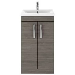 Brooklyn 500mm Grey Avola Vanity Unit - Floor Standing 2 Door Unit -Bathroom Furniture Sale BFS5GRY nd1 460