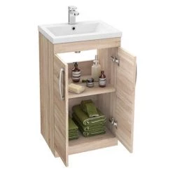 Brooklyn 500mm Natural Oak Vanity Unit - Floor Standing 2 Door Unit -Bathroom Furniture Sale BFS5N d2 460