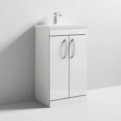 Brooklyn 500 Gloss White Floor Standing Vanity Unit with Thin-Edge Basin -Bathroom Furniture Sale BFS5WHTE d3 460