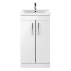 Brooklyn 500mm White Gloss Vanity Unit - Floor Standing 2 Door Unit -Bathroom Furniture Sale BFS5WHT detail1 460
