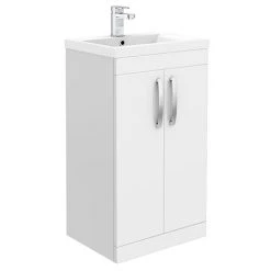 Brooklyn 500mm White Gloss Vanity Unit - Floor Standing 2 Door Unit