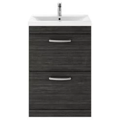 Brooklyn 600mm Black Vanity Unit - Floor Standing 2 Drawer Unit -Bathroom Furniture Sale BFS62DBLK d1 460