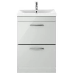 Brooklyn 600mm Grey Mist Vanity Unit - Floor Standing 2 Drawer Unit -Bathroom Furniture Sale BFS62DGM d3 460