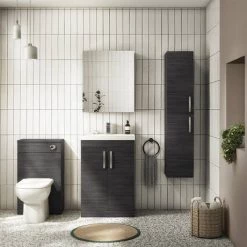 Brooklyn 600 Black Floor Standing Vanity Unit with Thin-Edge Basin -Bathroom Furniture Sale BFS6BLKTE n d6 460