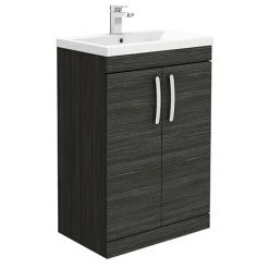 Brooklyn 600mm Black Vanity Unit - Floor Standing 2 Door Unit