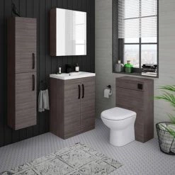 Brooklyn Grey Avola Vanity Unit - 600mm Wide with Matt Black Handles 9 Brooklyn Grey Avola Vanity Unit - 600mm Wide with Matt Black Handles -Bathroom Furniture Sale BFS6GA MB d4 460