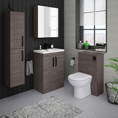 Brooklyn Grey Avola Vanity Unit - 600mm Wide with Matt Black Handles 5 Brooklyn Grey Avola Vanity Unit - 600mm Wide with Matt Black Handles - Image 5