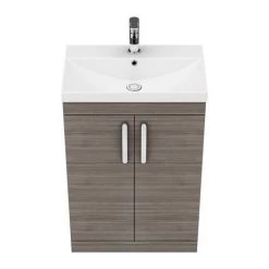 Brooklyn 600 Grey Avola Floor Standing Vanity Unit with Thin-Edge Basin -Bathroom Furniture Sale BFS6GATE n d5 460