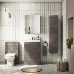 Brooklyn 600 Grey Avola Floor Standing Vanity Unit with Thin-Edge Basin -Bathroom Furniture Sale BFS6GATE n d6 460
