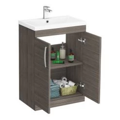 Brooklyn 600mm Grey Avola Vanity Unit - Floor Standing 2 Door Unit 9 Brooklyn 600mm Grey Avola Vanity Unit - Floor Standing 2 Door Unit -Bathroom Furniture Sale BFS6GRY d3 460