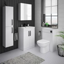 Brooklyn Gloss White Vanity Unit - 600mm Wide with Matt Black Handles 9 Brooklyn Gloss White Vanity Unit - 600mm Wide with Matt Black Handles -Bathroom Furniture Sale BFS6WHT MB d4 460