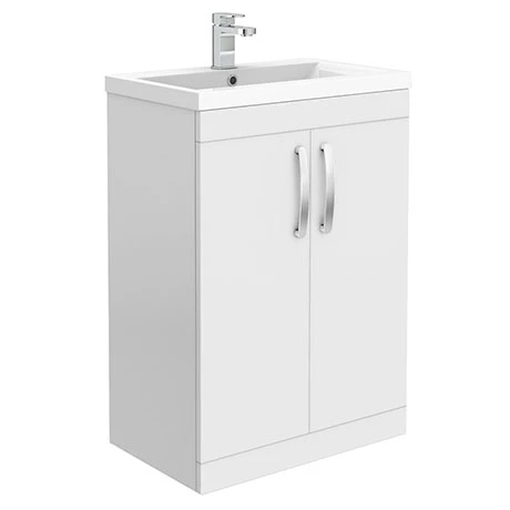Brooklyn 600mm White Gloss Vanity Unit - Floor Standing 2 Door Unit 1 Brooklyn 600mm White Gloss Vanity Unit - Floor Standing 2 Door Unit
