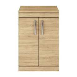 Brooklyn Floor Standing Countertop Vanity Unit - Natural Oak - 605mm with Chrome Handles -Bathroom Furniture Sale BFS6WTO d2 460