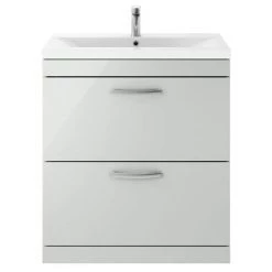Brooklyn 800mm Grey Mist Vanity Unit - Floor Standing 2 Drawer Unit -Bathroom Furniture Sale BFS82DGM d3 460