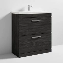 Brooklyn 800 Black Floor Standing Vanity Unit with Thin-Edge Basin -Bathroom Furniture Sale BFS8BLKTE d3 460