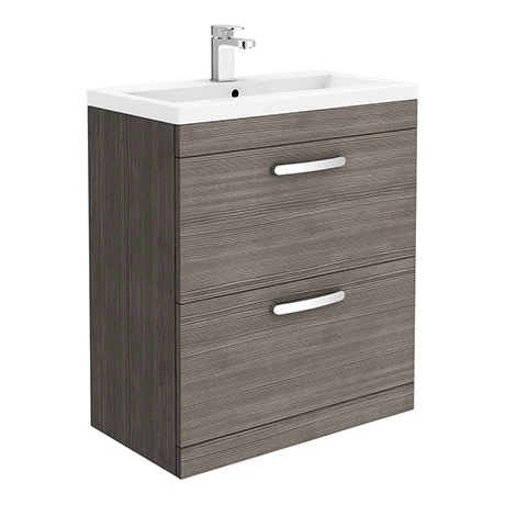 Brooklyn 800mm Grey Avola Vanity Unit - Floor Standing 2 Drawer Unit 1 Brooklyn 800mm Grey Avola Vanity Unit - Floor Standing 2 Drawer Unit