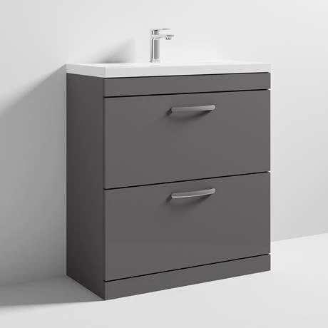 Brooklyn 800 Gloss Grey Floor Standing Vanity Unit with Thin-Edge Basin 4 Brooklyn 800 Gloss Grey Floor Standing Vanity Unit with Thin-Edge Basin - Image 4