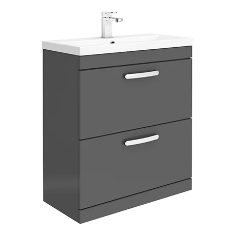 Brooklyn 800mm Gloss Grey 2 Drawer Floor Standing Vanity Unit 1 Brooklyn 800mm Gloss Grey 2 Drawer Floor Standing Vanity Unit