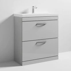 Brooklyn 800 Grey Mist Floor Standing Vanity Unit with Thin-Edge Basin -Bathroom Furniture Sale BFS8GMTE d2 460