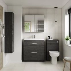 Brooklyn 800mm Black Vanity Unit - Floor Standing 2 Drawer Unit -Bathroom Furniture Sale BFS8HB detail2 460