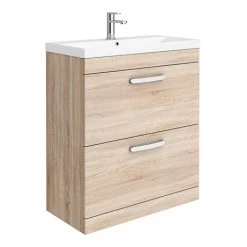Brooklyn 800 Natural Oak Floor Standing Vanity Unit with Thin-Edge Basin