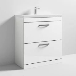 Brooklyn 800 Gloss White Floor Standing Vanity Unit with Thin-Edge Basin -Bathroom Furniture Sale BFS8WHTTE d2 460