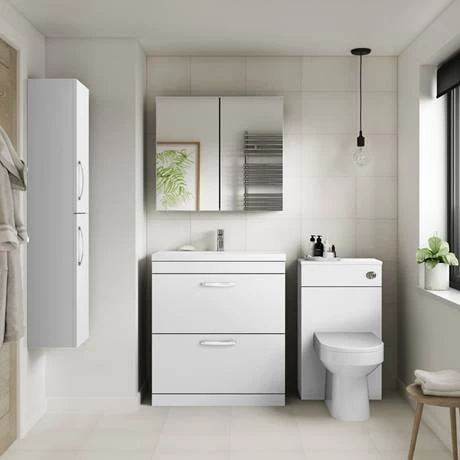 Brooklyn 800mm White Gloss Vanity Unit - Floor Standing 2 Drawer Unit 3 Brooklyn 800mm White Gloss Vanity Unit - Floor Standing 2 Drawer Unit - Image 3