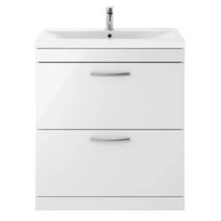Brooklyn 800mm White Gloss Vanity Unit - Floor Standing 2 Drawer Unit 8 Brooklyn 800mm White Gloss Vanity Unit - Floor Standing 2 Drawer Unit -Bathroom Furniture Sale BFS8WHT detail3 460