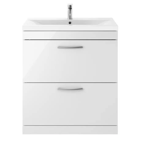 Brooklyn 800mm White Gloss Vanity Unit - Floor Standing 2 Drawer Unit 4 Brooklyn 800mm White Gloss Vanity Unit - Floor Standing 2 Drawer Unit - Image 4