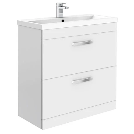 Brooklyn 800mm White Gloss Vanity Unit - Floor Standing 2 Drawer Unit 1 Brooklyn 800mm White Gloss Vanity Unit - Floor Standing 2 Drawer Unit