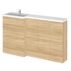 Hudson Reed Fusion 1500mm Natural Oak Combination Unit (600 Vanity + 300 Base Unit x 3)